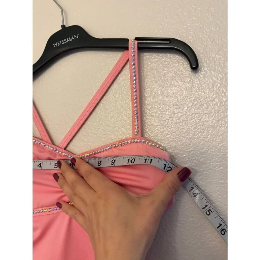 Kelle solo dance costume pink custom maxi slip dress leotard IN MY MIND 8428 LC